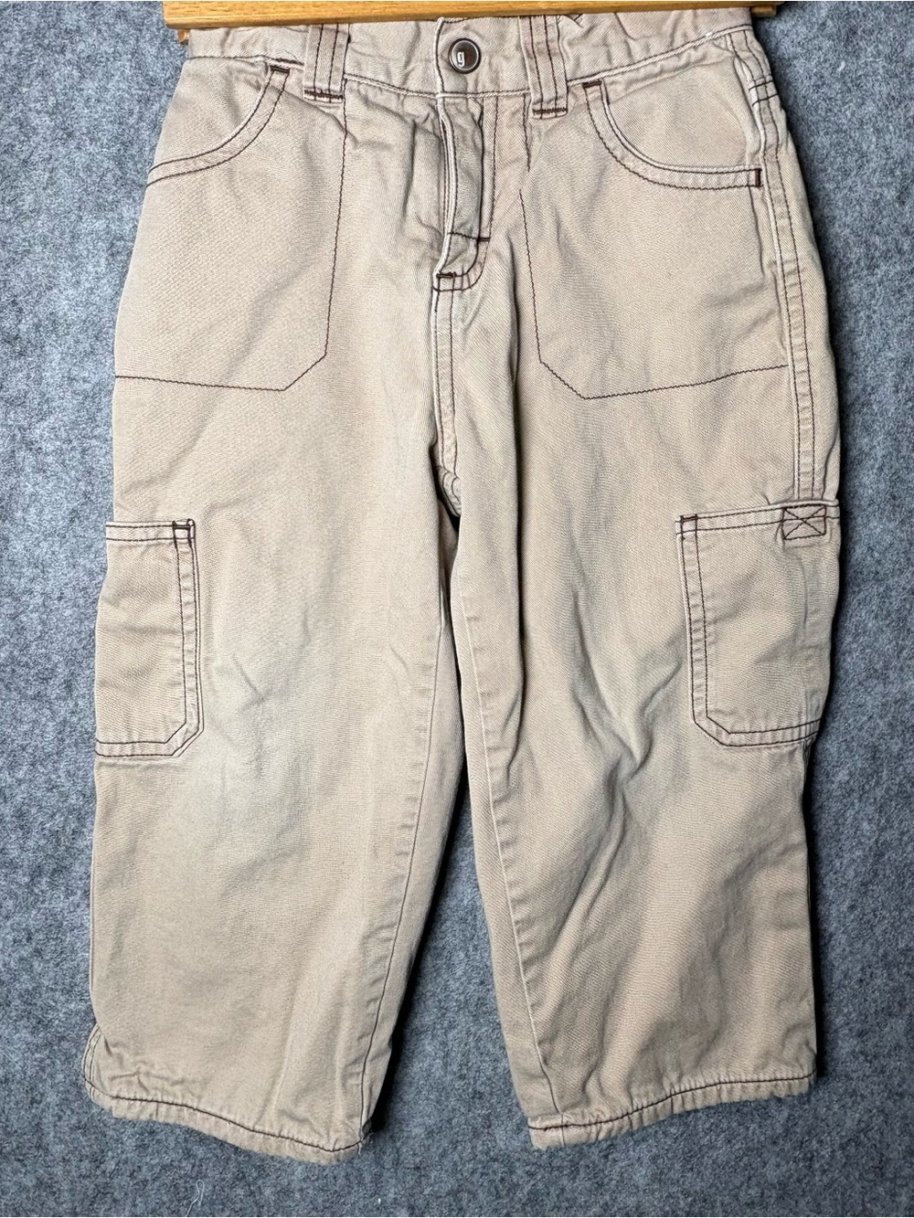Gymboree Toddler 2T Beige Cargo Pants Fleece Lined Buttons inside Waist